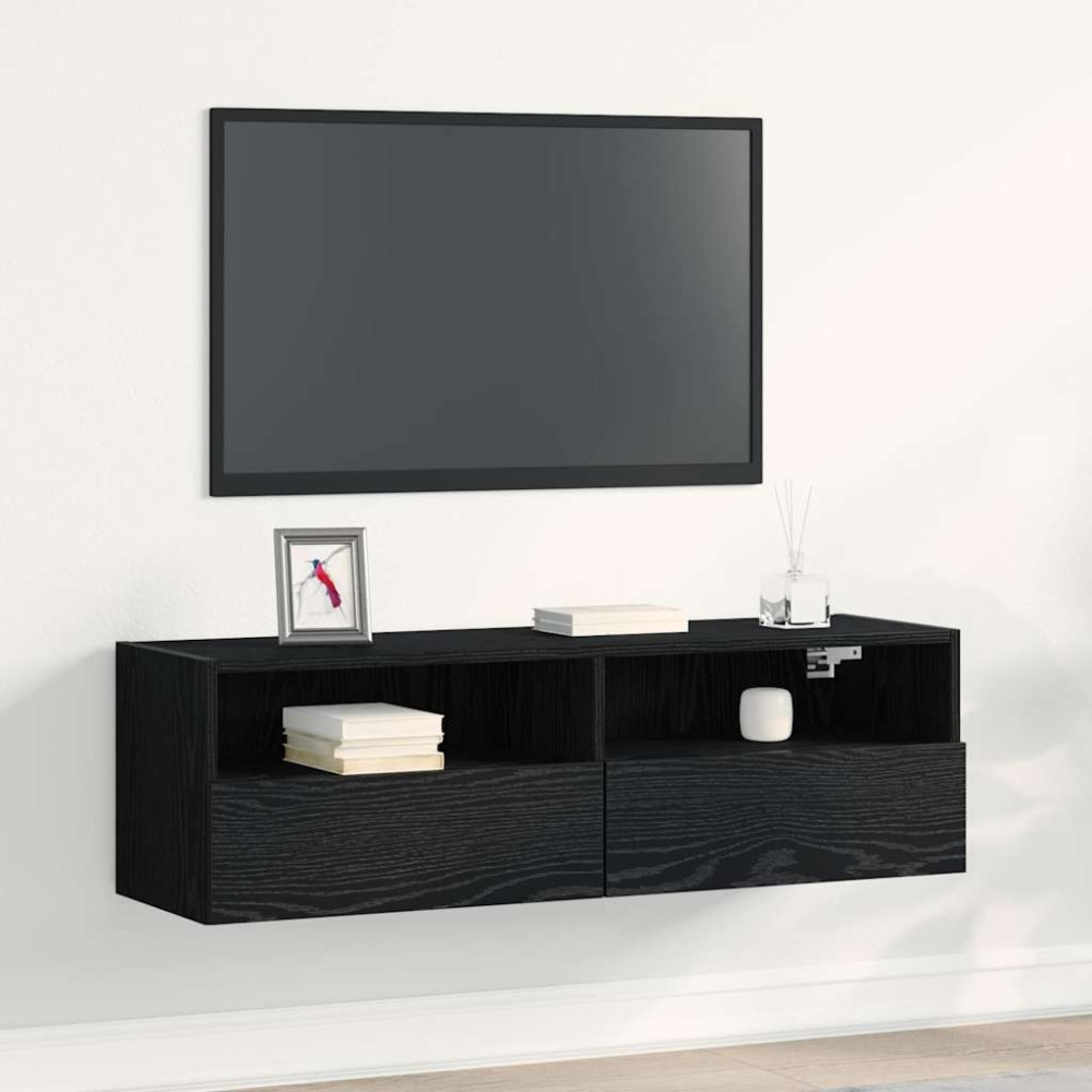 vidaXL Ντουλάπι Τηλεόρασης Τοίχου 100x30x30cm Μαύρη Οξυά
