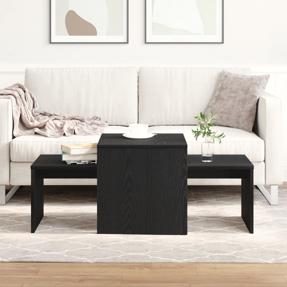 vidaXL Ένθετα τραπέζια Μαύρη Οξυά 100x48x40cm Επεξεργασμένο Ξύλο