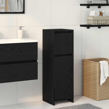 vidaXL Ντουλάπι Μπάνιου Μαύρη Οξυά 30x30x95cm Επεξεργασμένο Ξύλο 1 τεμ.