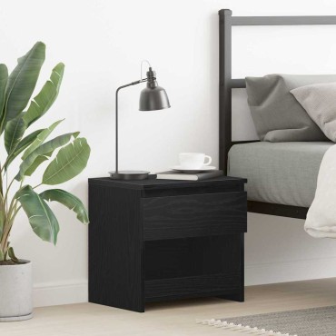 vidaXL Κομοδίνο Μαύρη Οξυά 40x30x39cm Επεξεργασμένο Ξύλο 1 τεμ.
