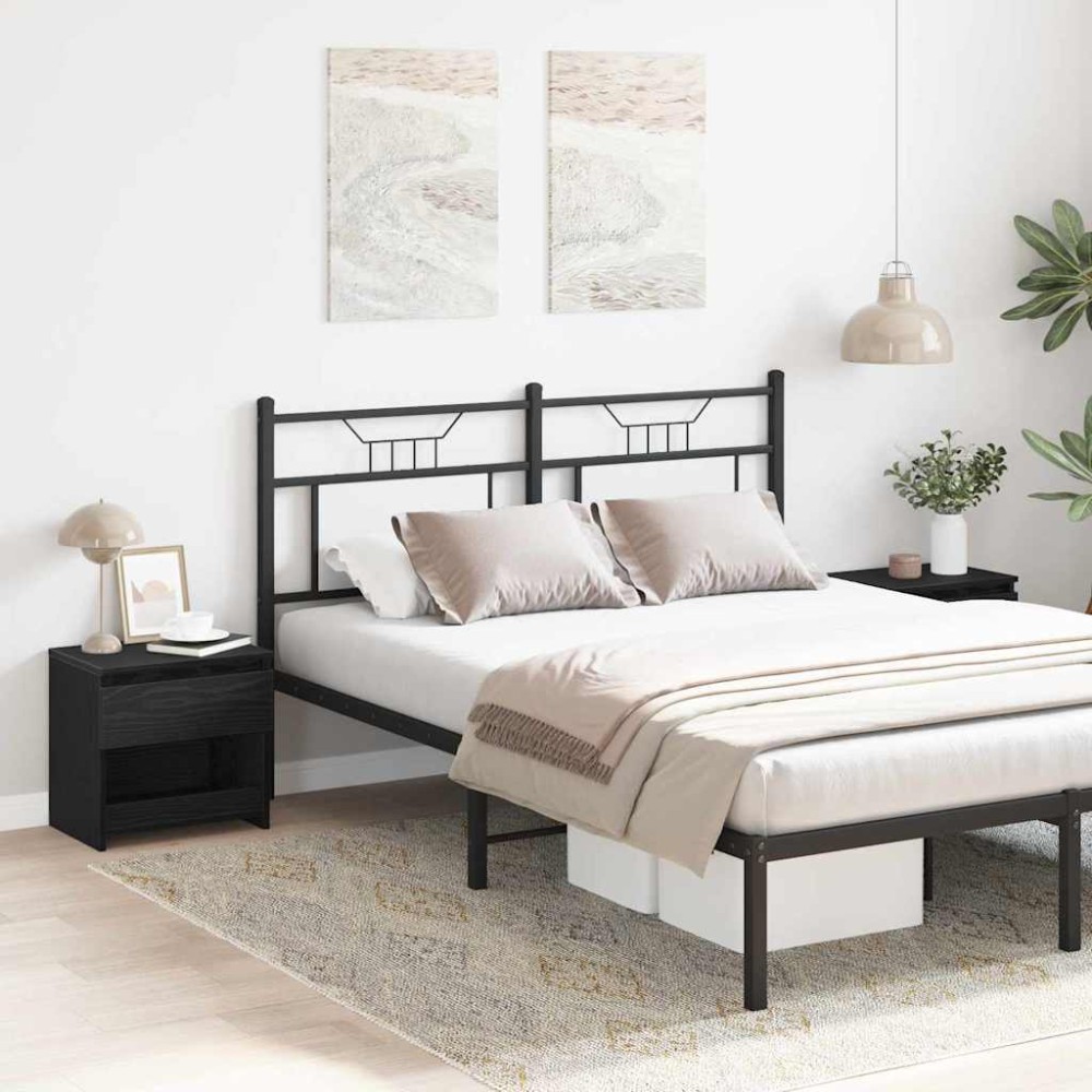 vidaXL Κομοδίνο 2 τεμ. Μαύρη Οξυά 40x30x39cm Επεξεργασμένο Ξύλο