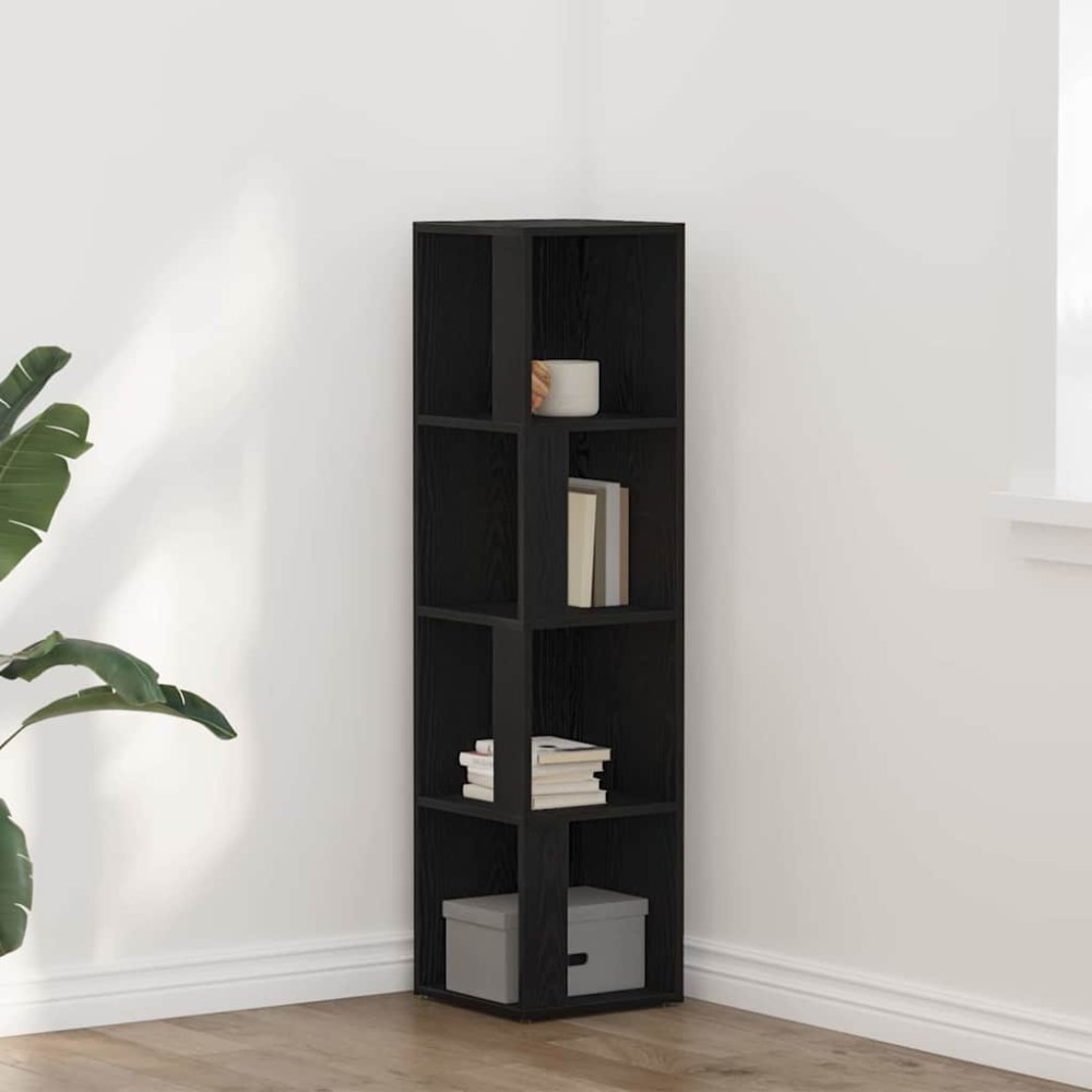 vidaXL Γωνιακά ράφια 33x33x132cm Επεξεργασμένο Ξύλο Μαύρη Οξυά