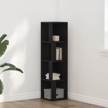 vidaXL Γωνιακά ράφια 33x33x132cm Επεξεργασμένο Ξύλο Μαύρη Οξυά