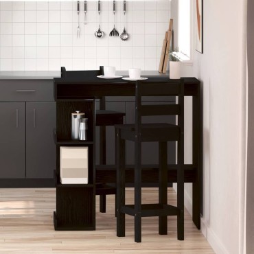 vidaXL Τραπέζι μπαρ 100x48x101,5cm Επεξεργασμένο Ξύλο Μαύρη Οξυά 1 τεμ.