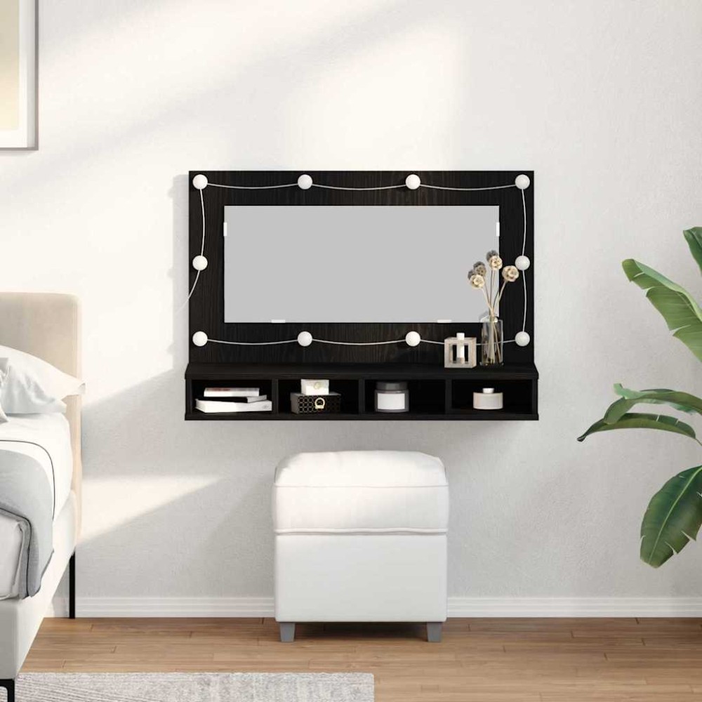 vidaXL Ντουλάπα Καθρέφτη Μαύρη Οξυά 90x31,5x62cm 1 τεμ.