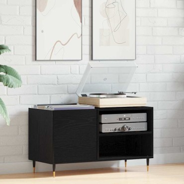 vidaXL Ντουλάπι δίσκων βινυλίου Μαύρη Οξυά 85x38x48 εκ 1 τεμ.