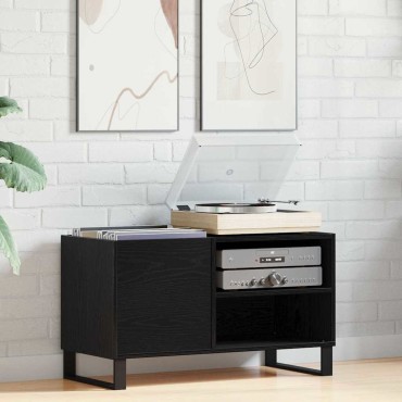 vidaXL Ντουλάπι δίσκων βινυλίου Μαύρη Οξυά 85x38x48 εκ 1 τεμ.