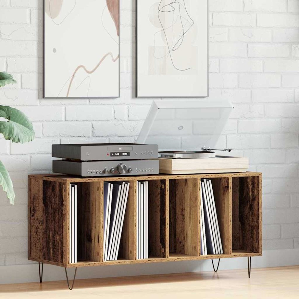 vidaXL Ντουλάπι δίσκων βινυλίου Παλαιό ξύλο 100x38x48cm 1 τεμ.