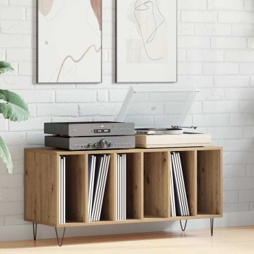 vidaXL Ντουλάπι δίσκων βινυλίου με ράφι artisan δρυς 100x38x48cm 1 τεμ.