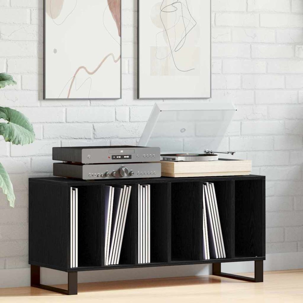vidaXL Ντουλάπι δίσκων βινυλίου Μαύρη Οξυά 100x38x48cm 1 τεμ.