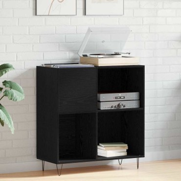vidaXL Ντουλάπι δίσκων βινυλίου Μαύρη Οξυά 85x38x89cm 1 τεμ.