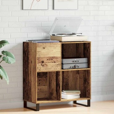 vidaXL Ντουλάπι δίσκων βινυλίου Παλαιό ξύλο 84,5x38x89 εκ 1 τεμ.