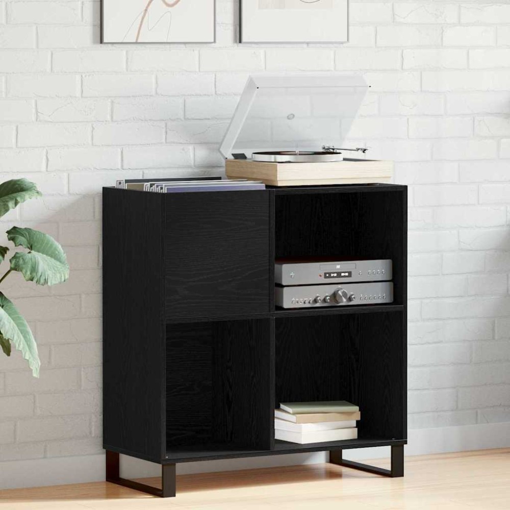 vidaXL Ντουλάπι δίσκων βινυλίου Μαύρη Οξυά 84,5x38x89 εκ 1 τεμ.