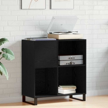 vidaXL Ντουλάπι δίσκων βινυλίου Μαύρη Οξυά 84,5x38x89 εκ 1 τεμ.
