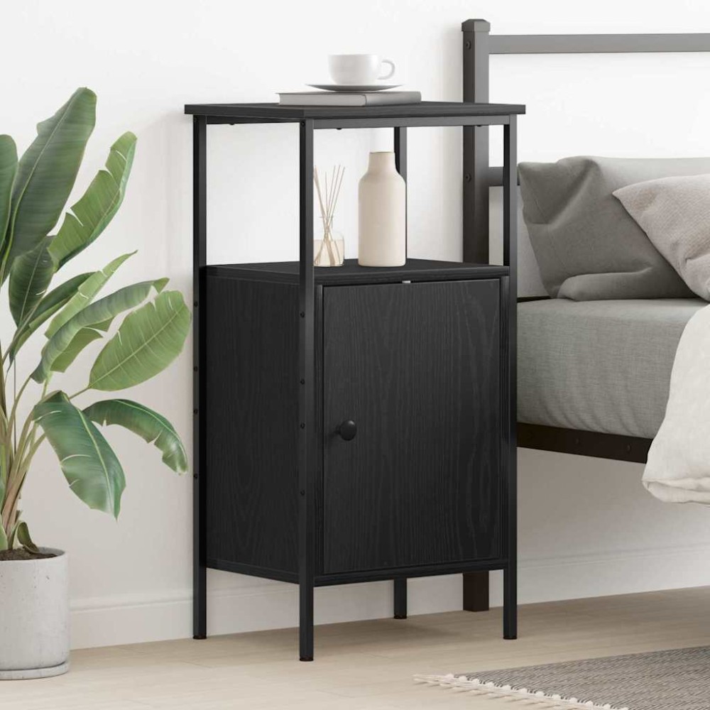 vidaXL Κομοδίνο Μαύρη Οξυά 41x31x80cm Επεξεργασμένο Ξύλο 1 τεμ.