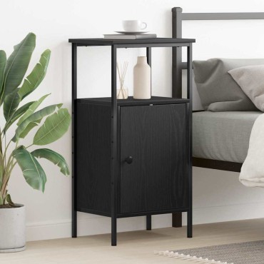vidaXL Κομοδίνο Μαύρη Οξυά 41x31x80cm Επεξεργασμένο Ξύλο 1 τεμ.