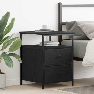 vidaXL Κομοδίνο Μαύρη Οξυά 34x35,5x50cm Επεξεργασμένο Ξύλο 1 τεμ.