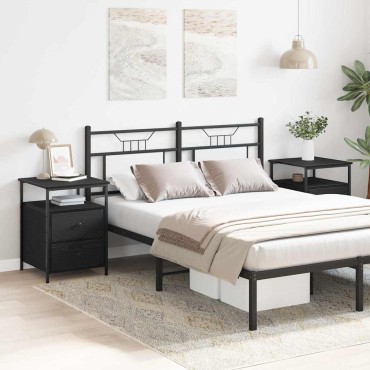 vidaXL Κομοδίνο 2 τεμ. Μαύρη Οξυά 34x35,5x50cm Επεξεργασμένο Ξύλο