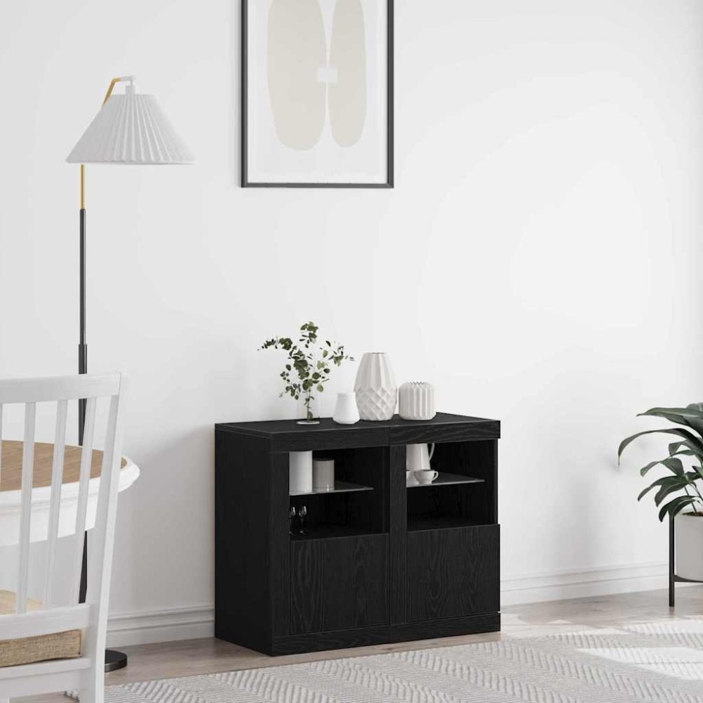 vidaXL Πλευρικό Τραπέζι LED 2 τεμ. 41x37x67cm Επεξεργασμένο Ξύλο