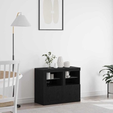 vidaXL Πλευρικό Τραπέζι LED 2 τεμ. 41x37x67cm Επεξεργασμένο Ξύλο