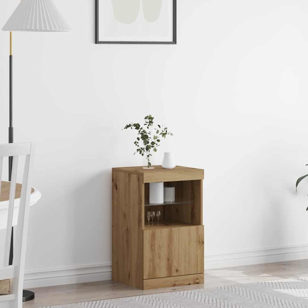 vidaXL Πλευρικό Τραπέζι LED Artisan Oak 41x37x67 εκ 1 τεμ.