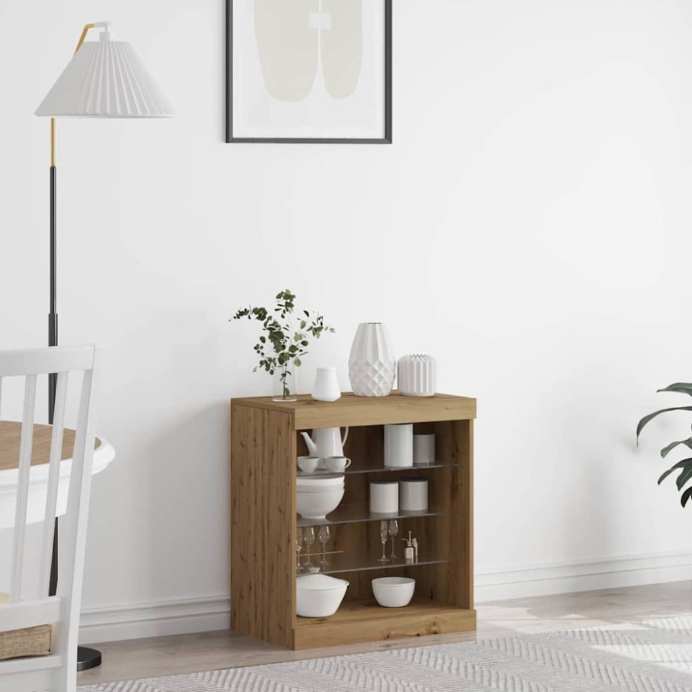 vidaXL Πλευρικό Τραπέζι LED Artisan Oak 60,5x37x67 εκ 1 τεμ.