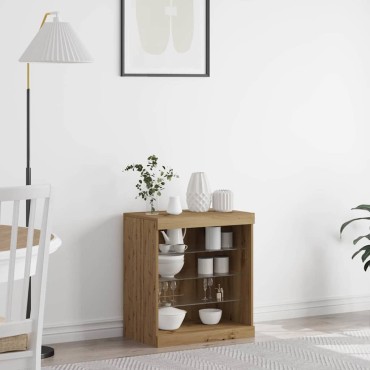 vidaXL Πλευρικό Τραπέζι LED Artisan Oak 60,5x37x67 εκ 1 τεμ.