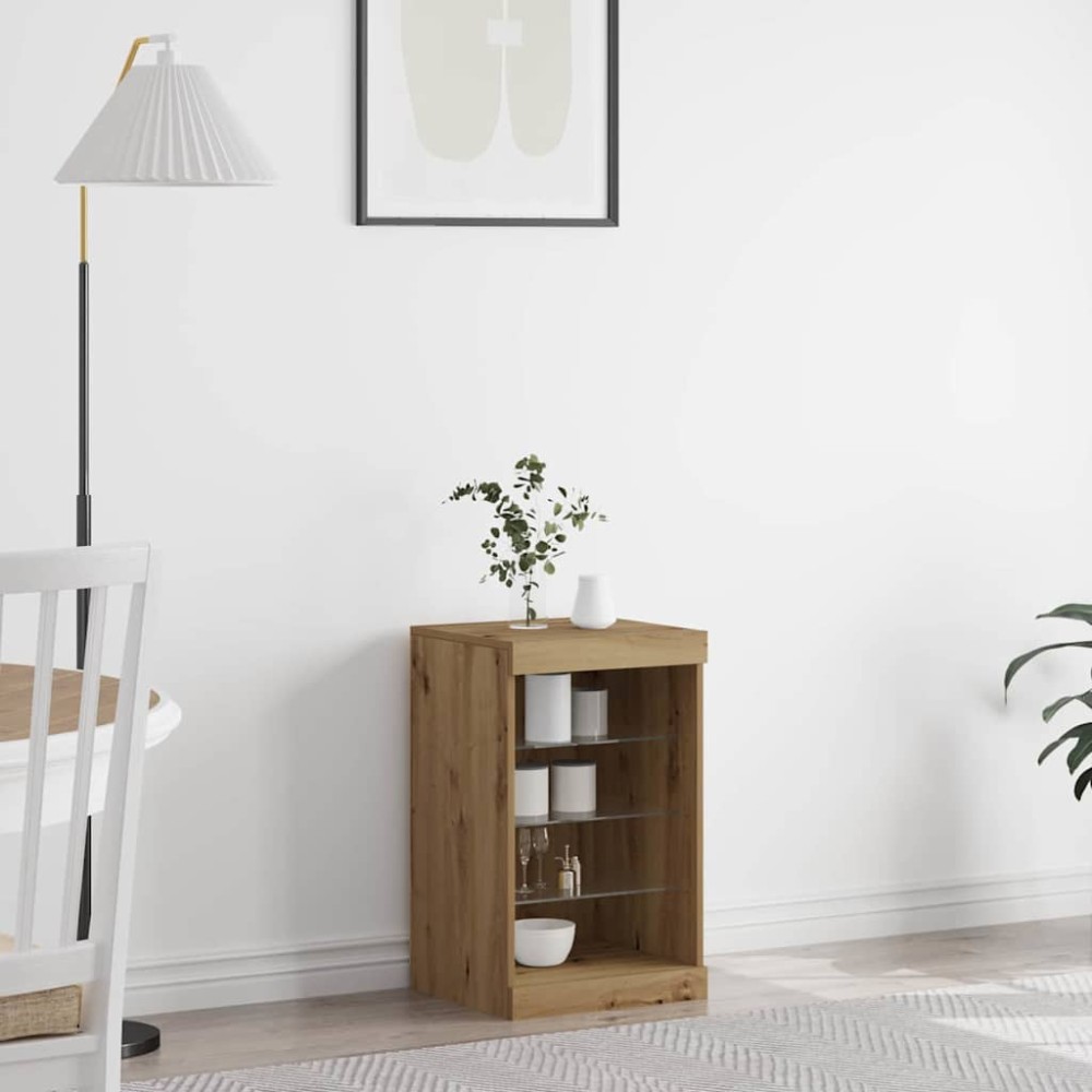 vidaXL Πλευρικό Τραπέζι LED Artisan Oak 41x37x67 εκ 1 τεμ.