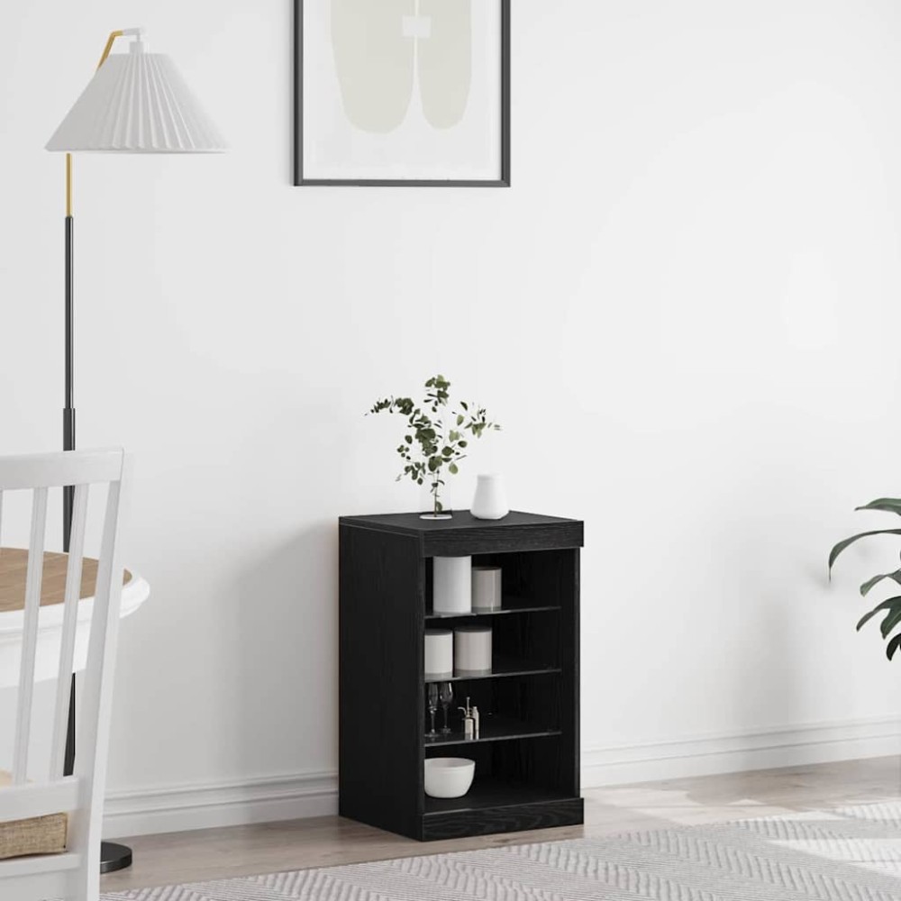 vidaXL Πλευρικό Τραπέζι LED Μαύρη Οξυά 41x37x67 εκ 1 τεμ.