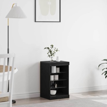 vidaXL Πλευρικό Τραπέζι LED Μαύρη Οξυά 41x37x67 εκ 1 τεμ.