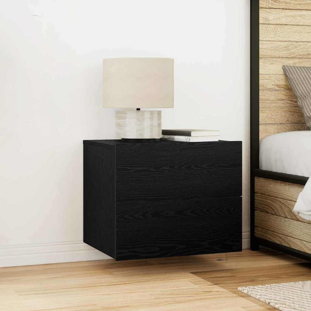 vidaXL Κομοδίνο Μαύρη Οξυά 50x39x41cm Επεξεργασμένο Ξύλο 1 τεμ.