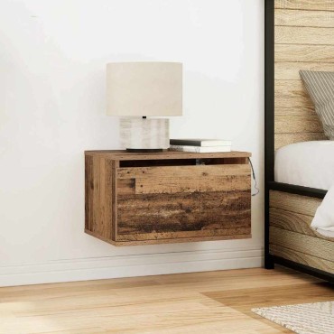 vidaXL Τοίχου κομοδίνο Παλιό ξύλο 50x36x30cm Επεξεργασμένο Ξύλο 1 τεμ.