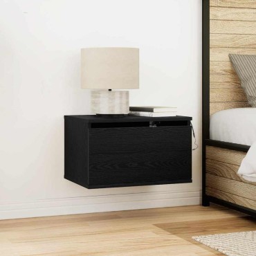 vidaXL Τοίχου κομοδίνο Μαύρη Οξυά 50x36x30cm Επεξεργασμένο Ξύλο 1 τεμ.
