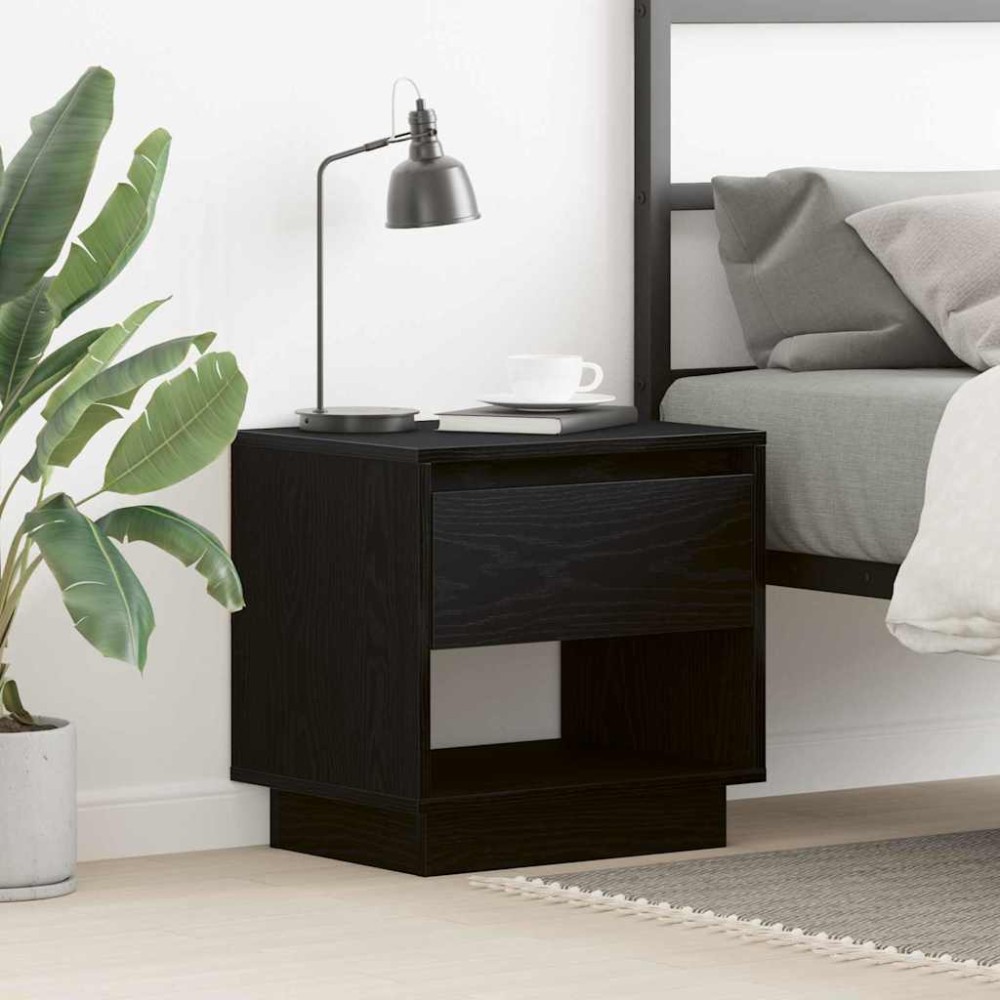 vidaXL Κομοδίνο Μαύρη Οξυά 45x34x44cm Επεξεργασμένο Ξύλο 1 τεμ.