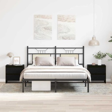 vidaXL Κομοδίνο 2 τεμ. Μαύρη Οξυά 45x34x44,5cm Επεξεργασμένο Ξύλο