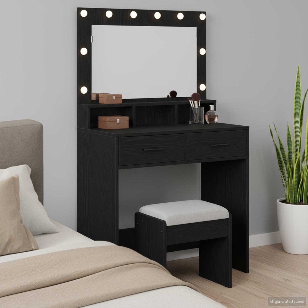 vidaXL Τραπέζι περιποίησης Μαύρη Οξυά 79x41x135cm