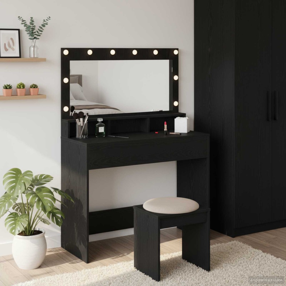 vidaXL Τραπέζι περιποίησης Μαύρη Οξυά 100x41x135cm