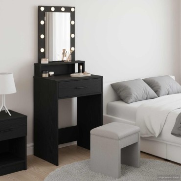 vidaXL Τραπέζι περιποίησης Μαύρο 50x41x140cm Επεξεργασμένο Ξύλο