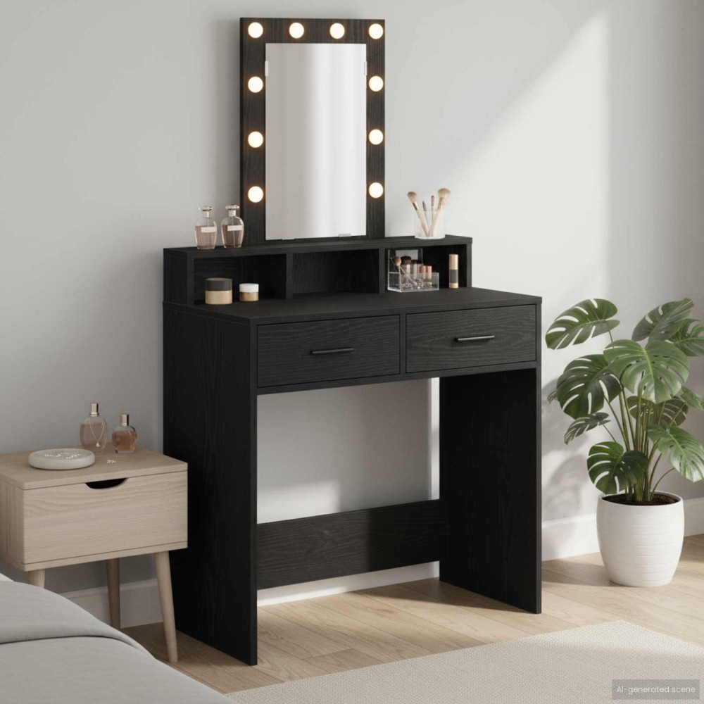 vidaXL Τραπέζι περιποίησης Μαύρο 79x41x140cm Επεξεργασμένο Ξύλο