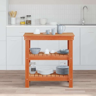 vidaXL Πάγκος εργασίας με ράφι Κερωτό καφέ 78,5 x 50 x 80 εκ.