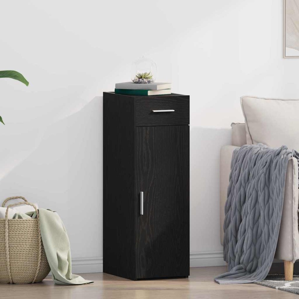 vidaXL Πλαϊνό γραφείο με συρτάρι Μαύρη Οξυά 30x42,5x93cm 1 τεμ.
