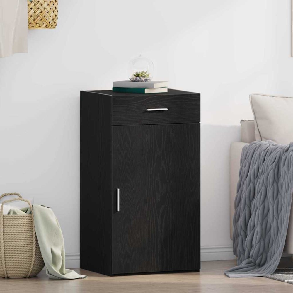vidaXL Πλαϊνό γραφείο με συρτάρι Μαύρη Οξυά 50x42,5x93cm 1 τεμ.