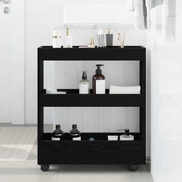 vidaXL Λεπτό Καρότσι Αποθήκευσης Μαύρη Οξυά 60x18x70 εκ
