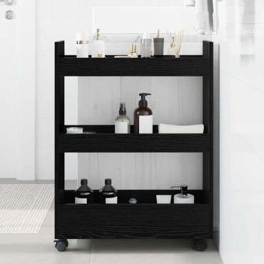 vidaXL Λεπτό Καρότσι Αποθήκευσης Μαύρη Οξυά 60x22x80cm