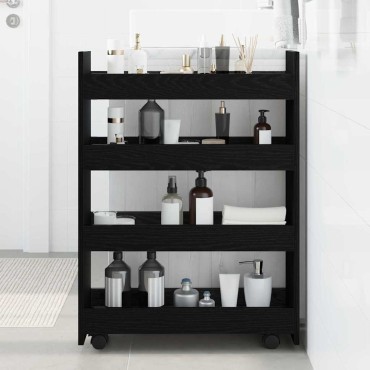 vidaXL Λεπτό Καρότσι Αποθήκευσης Μαύρη Οξυά 60x20x82 εκ