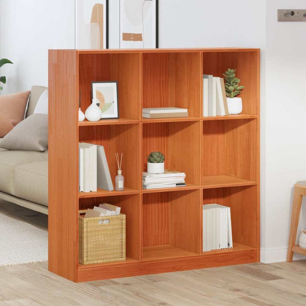 vidaXL Βιβλιοθήκη Κερωτό καφέ 104x33x110cm Στερεά ξυλεία πεύκου 1 τεμ.