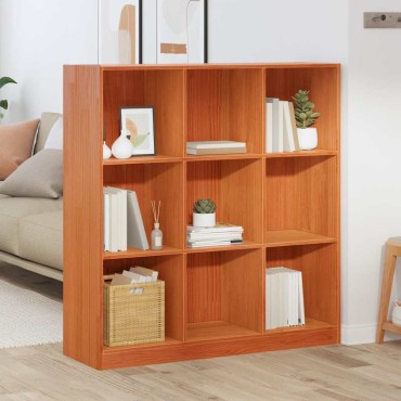 vidaXL Βιβλιοθήκη Κερωτό καφέ 104x33x110cm Στερεά ξυλεία πεύκου 1 τεμ.