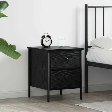 vidaXL Κομοδίνο με συρτάρι Μαύρη δρυς 40x42x50cm 1 τεμ.