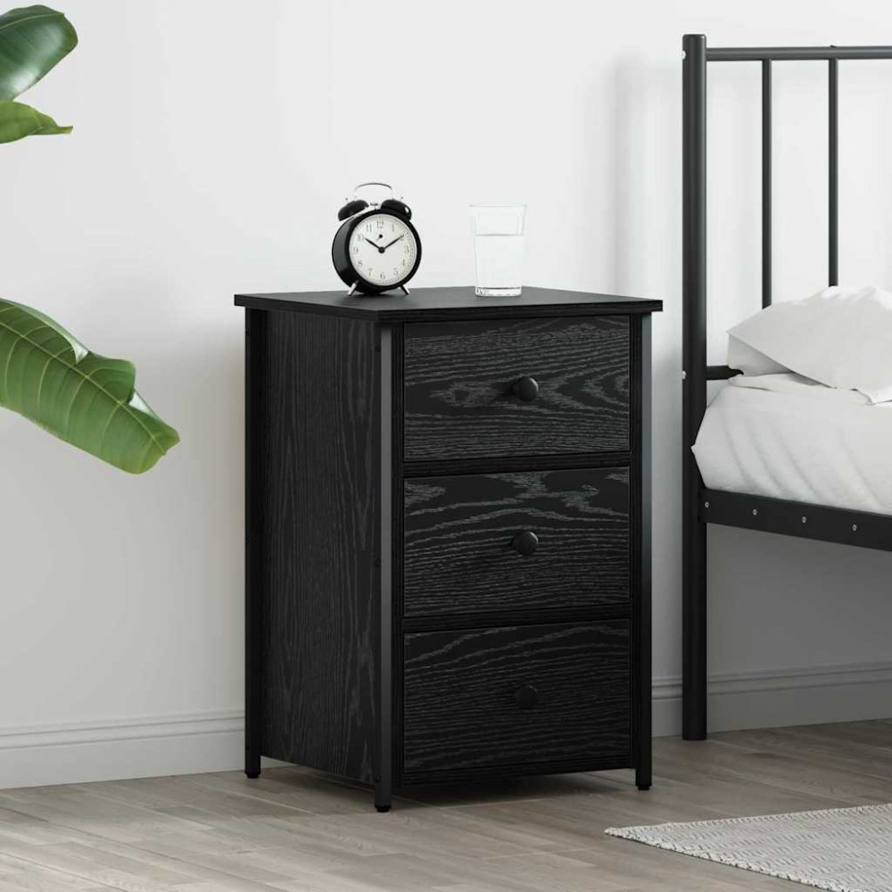 vidaXL Κομοδίνο Μαύρη Οξυά 40x36x60cm Στερεό Ανακτηθέν Ξύλο 1 τεμ.