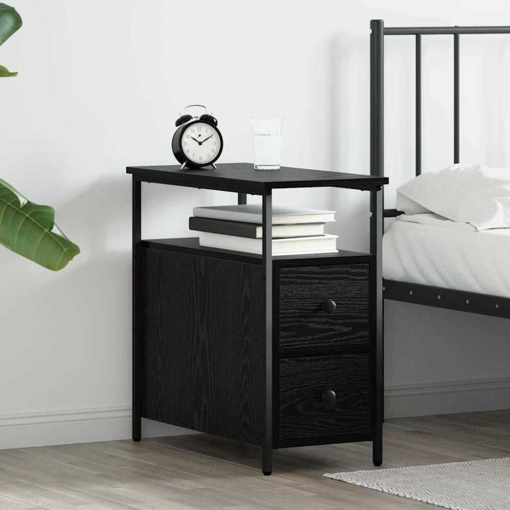 vidaXL Κομοδίνο Μαύρη δρυς 30x60x60cm Επεξεργασμένο ξύλο 1 τεμ.